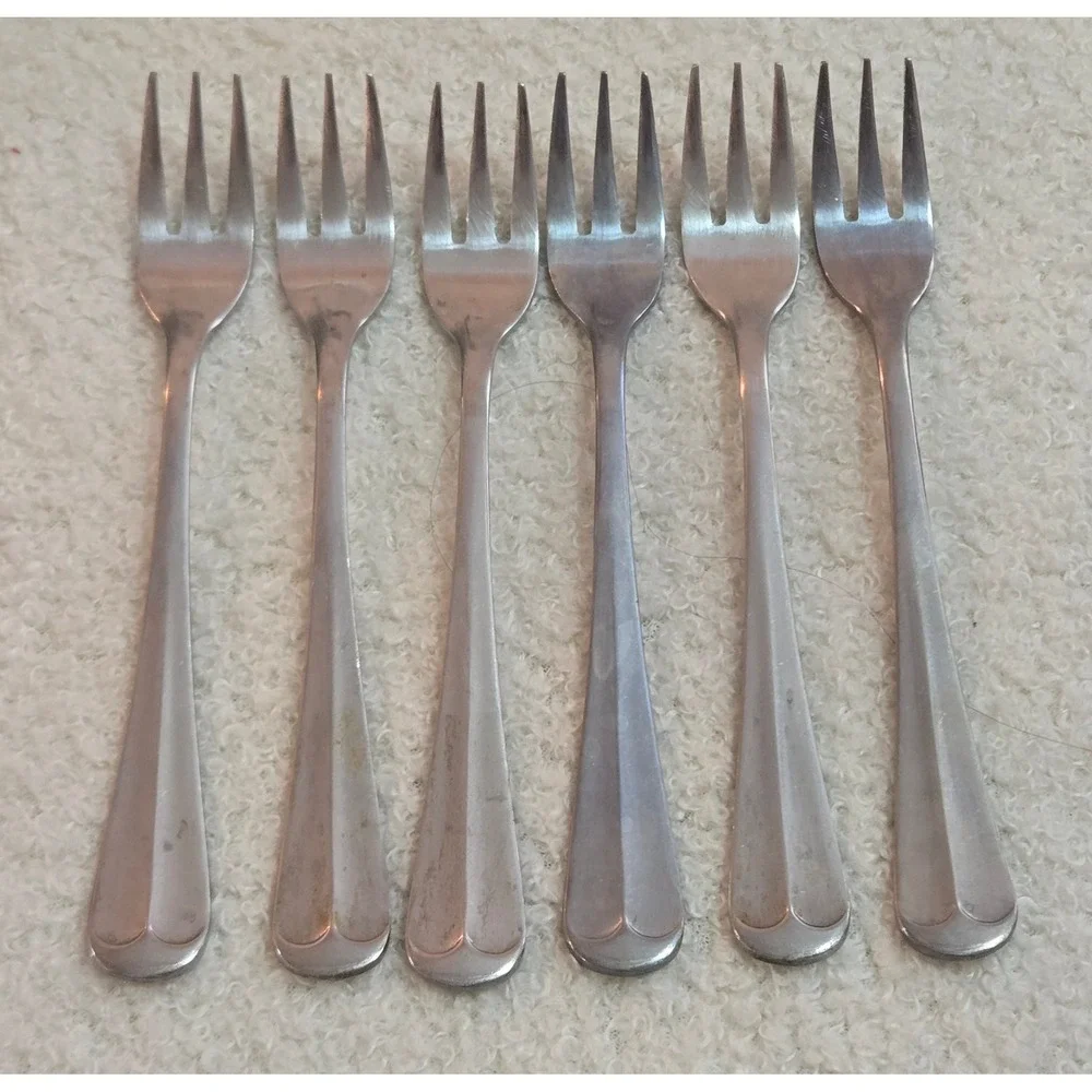 Set of 6 Leonard Silver OLD ROCKPORT Seafood Cocktail Appetizer Forks 5.25in
